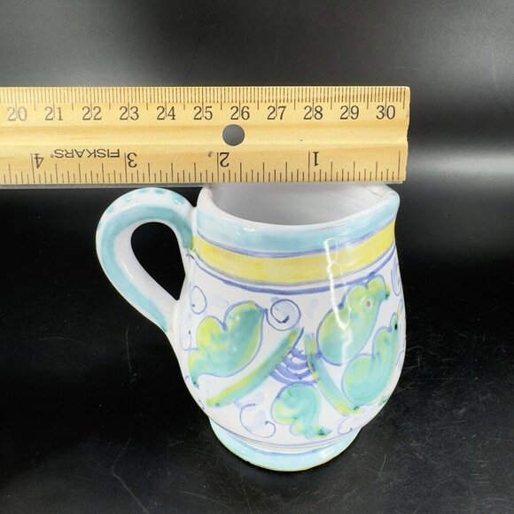 Hand Painted Italian Tuscan Pottery Small Pitcher Creamer Hand Crafted Italy VTG - Picture 4 of 15